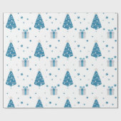 BLAUWE & GRIJZE KERSTBOMEN & CADEAUS CADEAUPAPIER (Vlak)