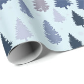 Blauwe grijze kerstbomen en sneeuwvlokken cadeaupapier (Rol Hoek)