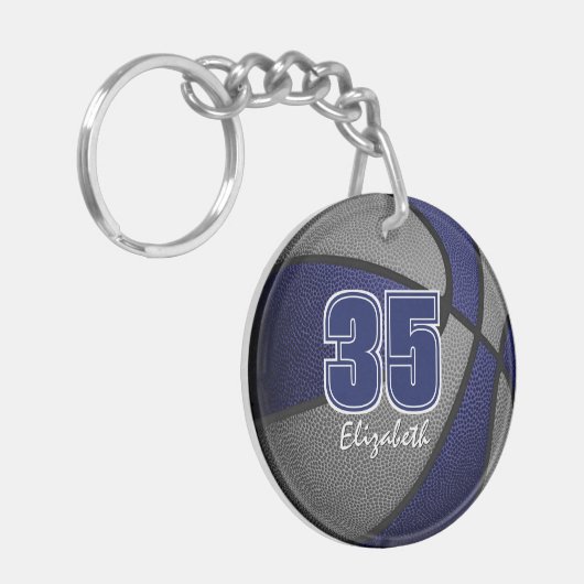 Blauwe grijze kinder tiener teamkleuren cadeaus vo sleutelhanger (Voorkant Links)