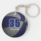 Blauwe grijze kinder tiener teamkleuren cadeaus vo sleutelhanger (Achterkant)