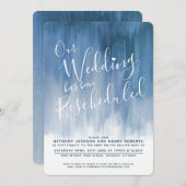 Blauwe grijze kunst herschikt huwelijk kaart (Voorkant / Achterkant)