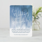 Blauwe grijze kunst herschikt huwelijk kaart (Staand voorkant)