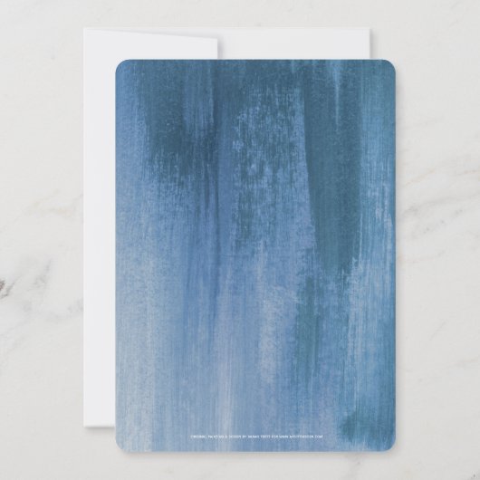 Blauwe grijze kunst herschikt huwelijk kaart (Achterkant)