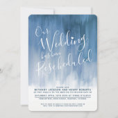 Blauwe grijze kunst herschikt huwelijk kaart (Voorkant)