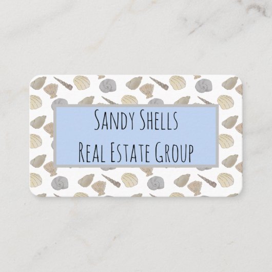 Blauwe Grijze Kustzee schelpen Visitekaartje (Voorkant)