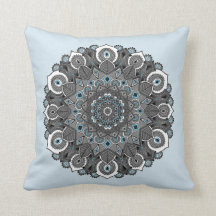Blauwe grijze Mandala Pillow