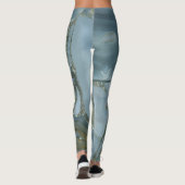 Blauwe grijze marmer met gouden vein Drawstring Ba Leggings (Achterkant)