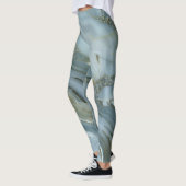 Blauwe grijze marmer met gouden vein Drawstring Ba Leggings (Links)