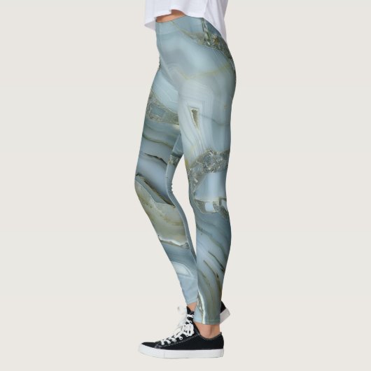 Blauwe grijze marmer met gouden vein Drawstring Ba Leggings (Links)
