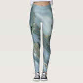 Blauwe grijze marmer met gouden vein Drawstring Ba Leggings (Voorkant)