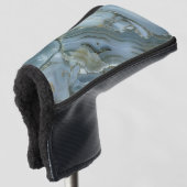 Blauwe grijze marmer met goudvein golfheadcover (3/4 voorkant)