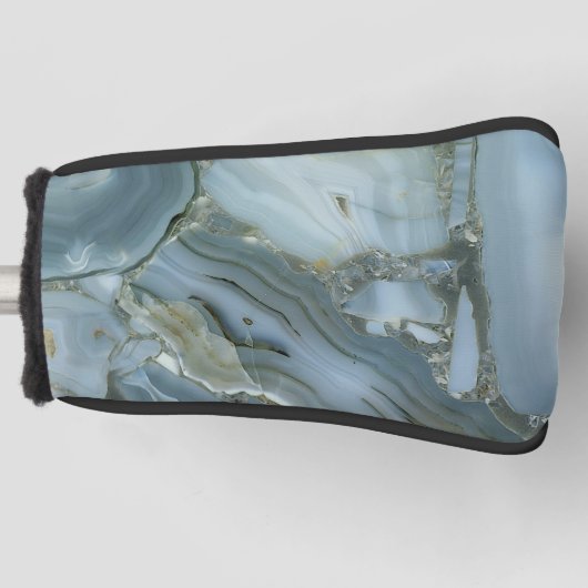 Blauwe grijze marmer met goudvein golfheadcover (Voorkant)