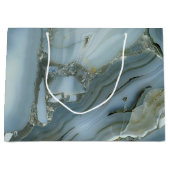 Blauwe grijze marmer met goudvein groot cadeauzakje (Voorkant)