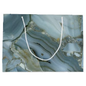 Blauwe grijze marmer met goudvein groot cadeauzakje (Achterkant)