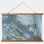 Blauwe grijze marmer met goudvein hangend wandkleed (Voorkant)