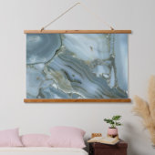 Blauwe grijze marmer met goudvein hangend wandkleed (Slaapkamer)