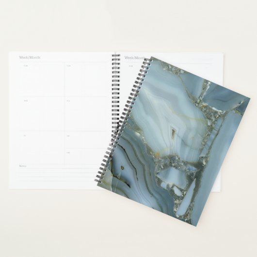 Blauwe grijze marmer met goudvein planner (Display)
