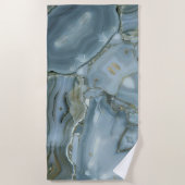 Blauwe grijze marmer met goudvein strandlaken (Voorkant)