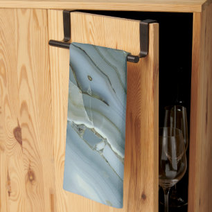 Blauwe grijze marmer met goudvein theedoek