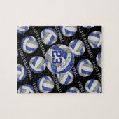 blauwe grijze meisjes Ik hou van volleybal geperso Legpuzzel (Horizontaal)