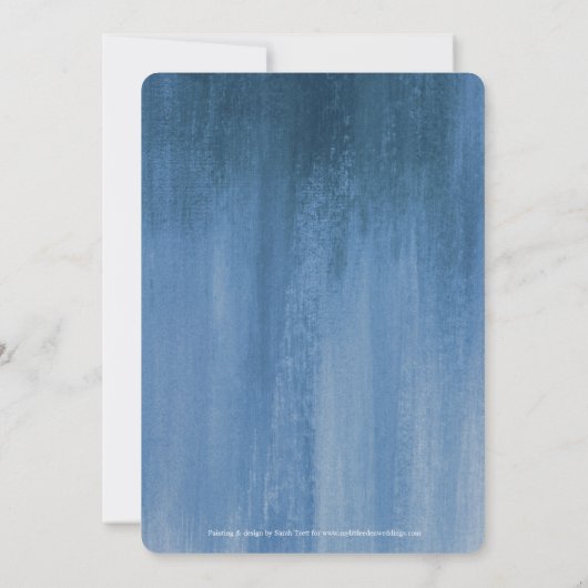 Blauwe grijze moderne huwelijksuitnodiging kaart (Achterkant)