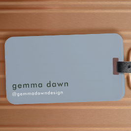 Blauwe grijze moderne, minimale sociale media bagagelabel