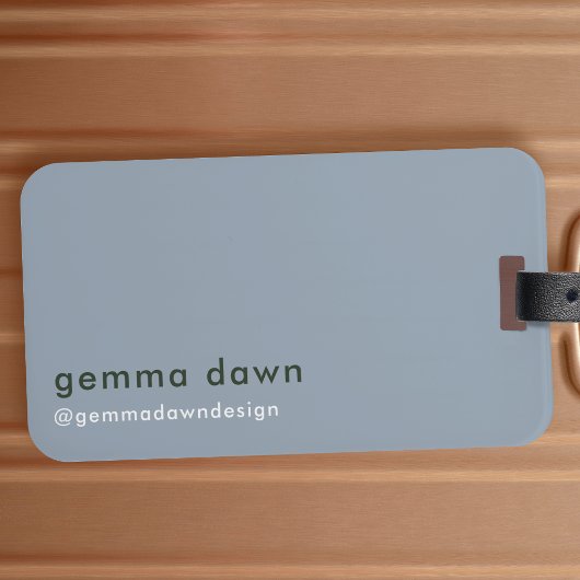 Blauwe grijze moderne, minimale sociale media bagagelabel