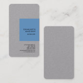 Blauwe grijze moderne, minimalistische platte prof visitekaartje (Voorkant / Achterkant)