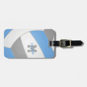 blauwe grijze monogramme volleybal bagagelabel (Voorkant horizontaal)