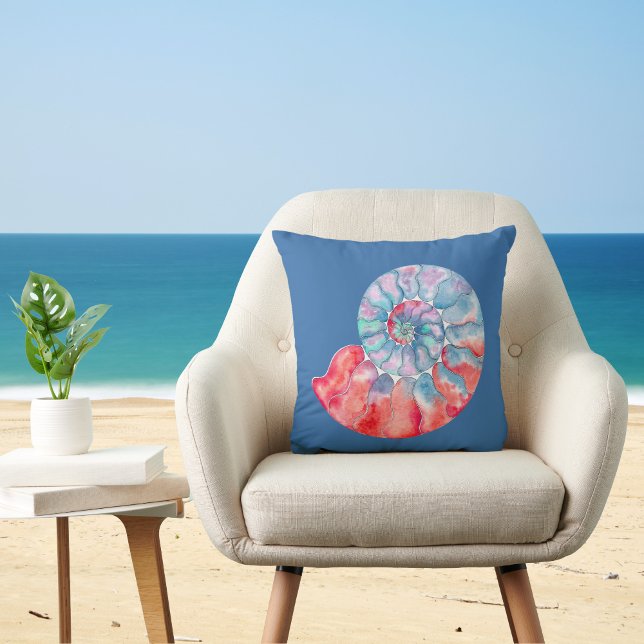 Blauwe grijze Nautilus op blauw Kussen (Creator heeft geüpload)