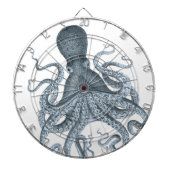 Blauwe grijze  Octopus Illustratie Dartbord (Voorkant)