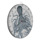 Blauwe grijze  Octopus Illustratie Dartbord (Voorkant Links)