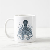Blauwe grijze  Octopus Illustratie Koffiemok (Links)