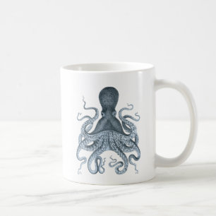 Blauwe grijze  Octopus Illustratie Koffiemok