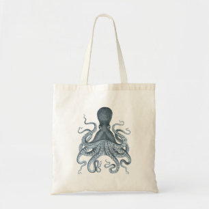 Blauwe grijze Octopus Illustratie Tote Bag