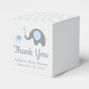 Blauwe grijze olifant met als Baby shower gunstige Bedankdoosjes
