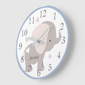 Blauwe grijze olifant Nursery Wall klok (Hoek)