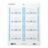 Blauwe & Grijze Olifanten Baby showers Waterfles Etiket (Full Sheet)