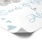 Blauwe grijze olifantencadeaus en Kaarten Baby sho Poster (Hoek)