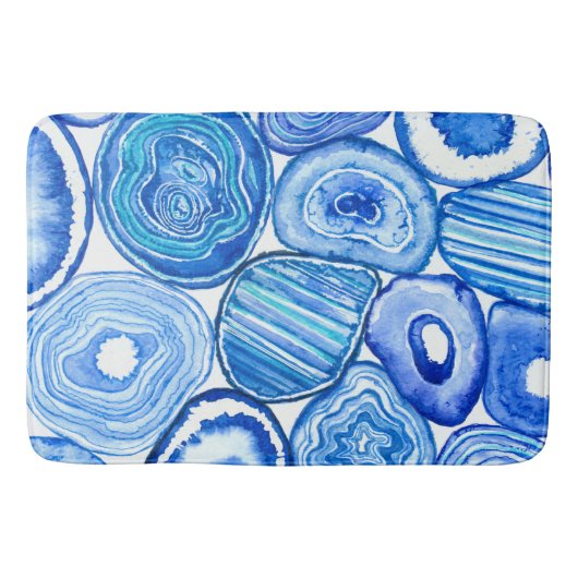 Blauwe grijze plakken badmat (Voorkant)