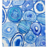 Blauwe grijze plakken douchegordijn (Voorkant)