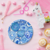 Blauwe grijze plakken papieren bordje (Feest)