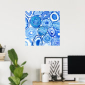 Blauwe grijze plakken poster (Thuiskantoor)