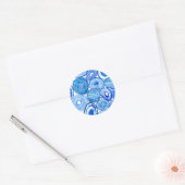 Blauwe grijze plakken ronde sticker (Envelop)