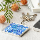 Blauwe grijze plakken sleutelhanger (Zijkant)