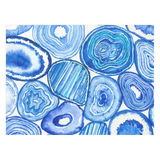 Blauwe grijze plakken tafelkleed (Voorkant (Horizontaal))