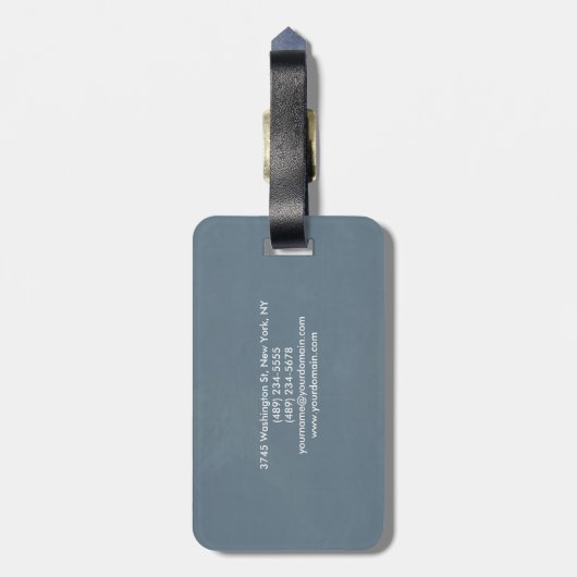 Blauwe grijze professionele moderne bagagelabel (Achterkant verticaal)
