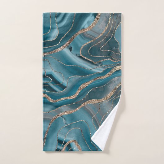 Blauwe grijze rog goud glitter glam #1 bad handdoek (Handdoek)