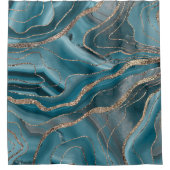 Blauwe grijze rog goud glitter glam #1 douchegordijn (Voorkant)