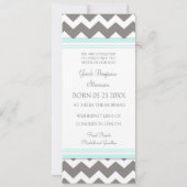 Blauwe grijze Sjabloon Nieuwe babygeboorteaankondi (Achterkant)